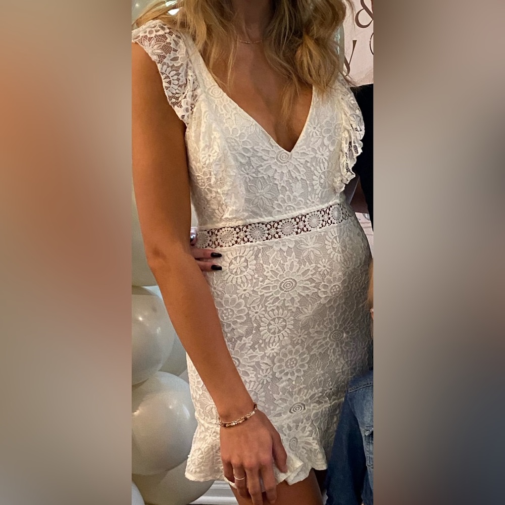Ivory lace mini dress